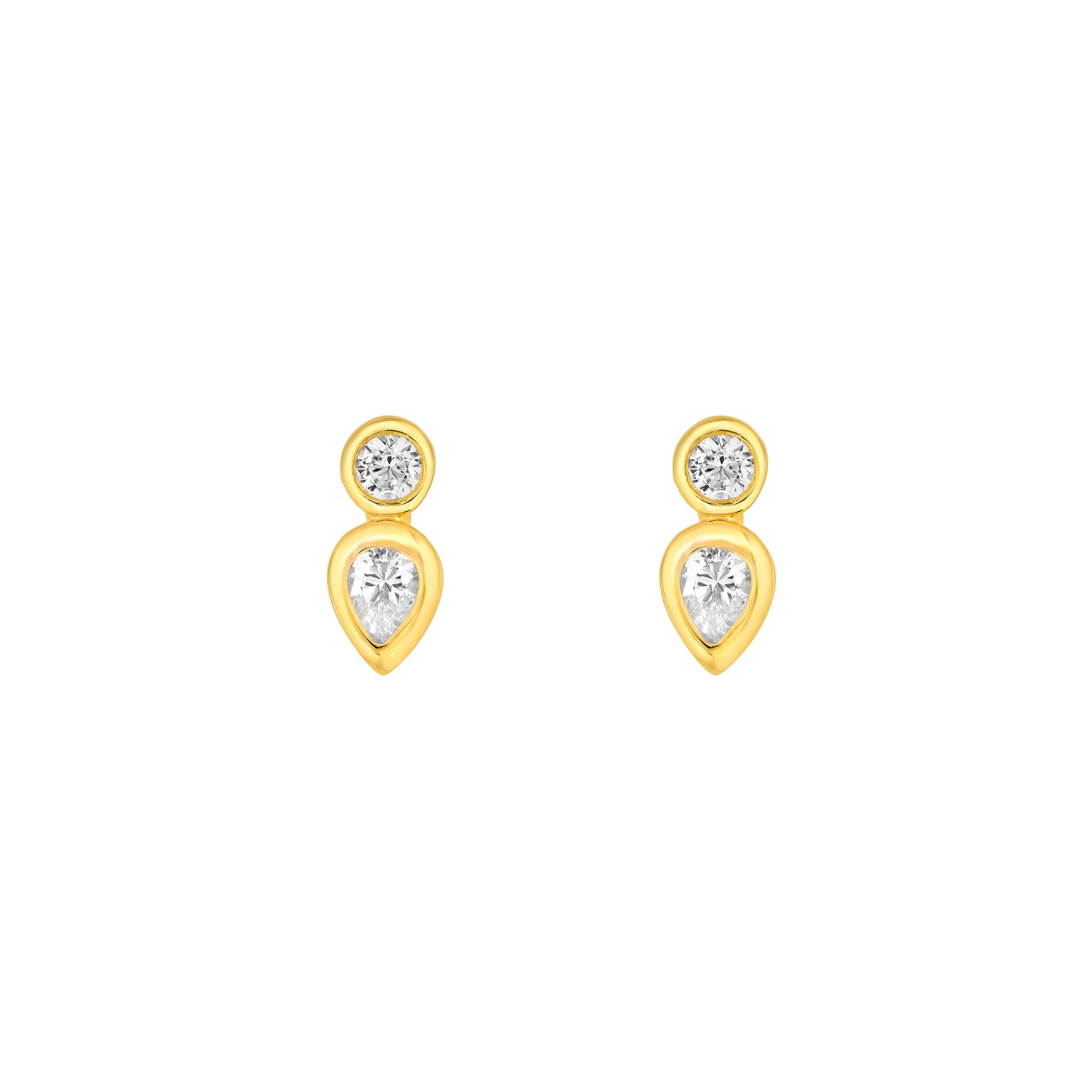 Collins Bezel Round & Pear Earrings