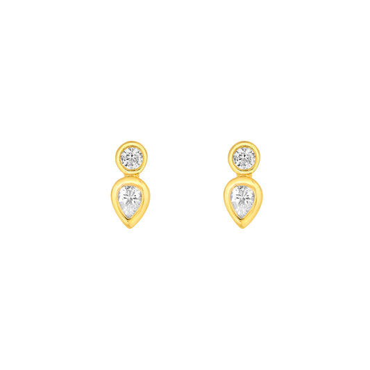 Collins Bezel Round & Pear Earrings