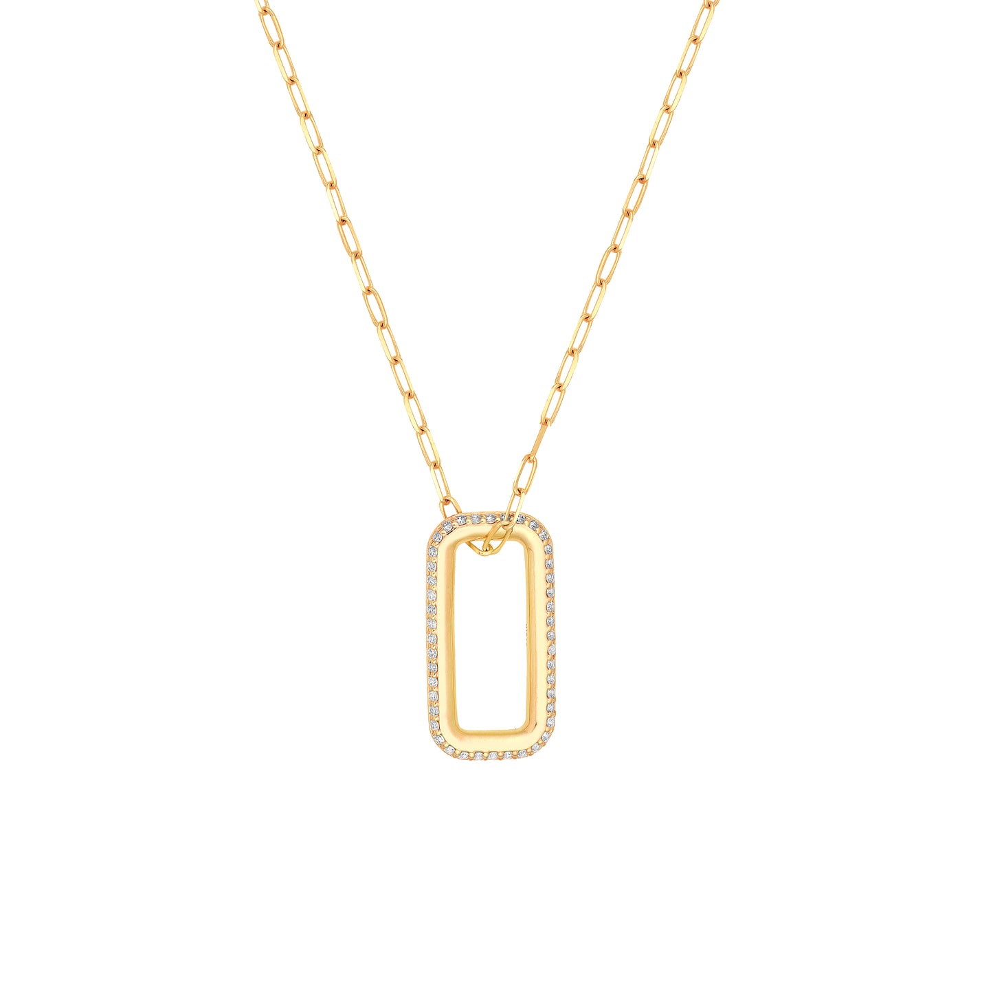 Nellie Paperclip Rectangle Pendant Necklace