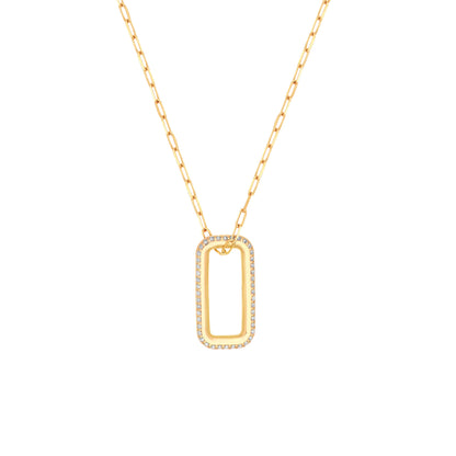 Nellie Paperclip Rectangle Pendant Necklace
