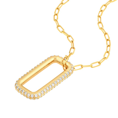 Nellie Paperclip Rectangle Pendant Necklace