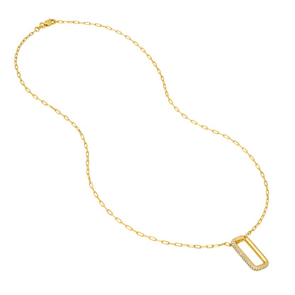 Nellie Paperclip Rectangle Pendant Necklace