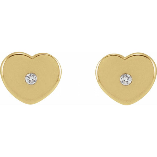 Diamond Chubby Heart Studs