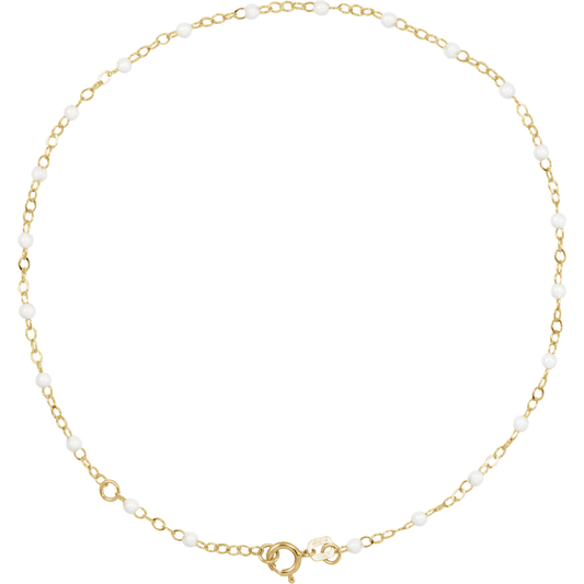 White Enamel Bead Anklet