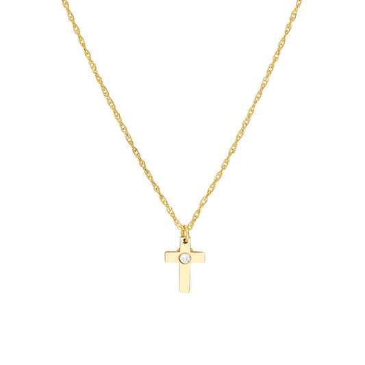 Mini Diamond Dot Cross Necklace