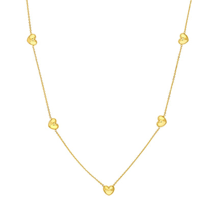 Puffy Heart Station Necklace