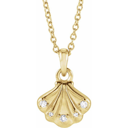 Diamond Youth Seashell Pendant Necklace