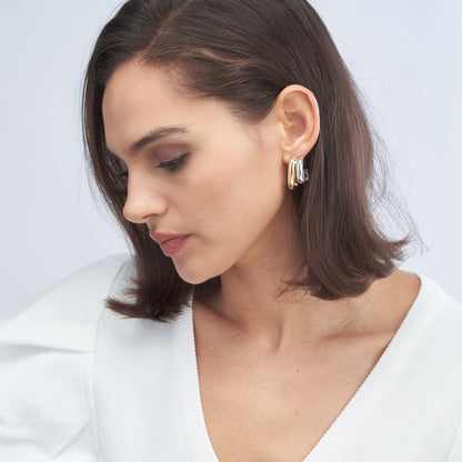 Two Tone Double Hoop Earrings