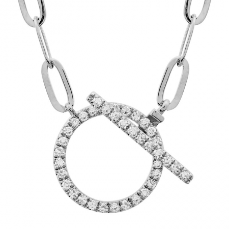 diamond circle bar necklace