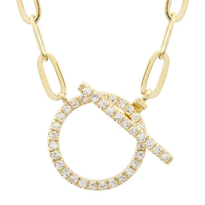 diamond circle bar necklace