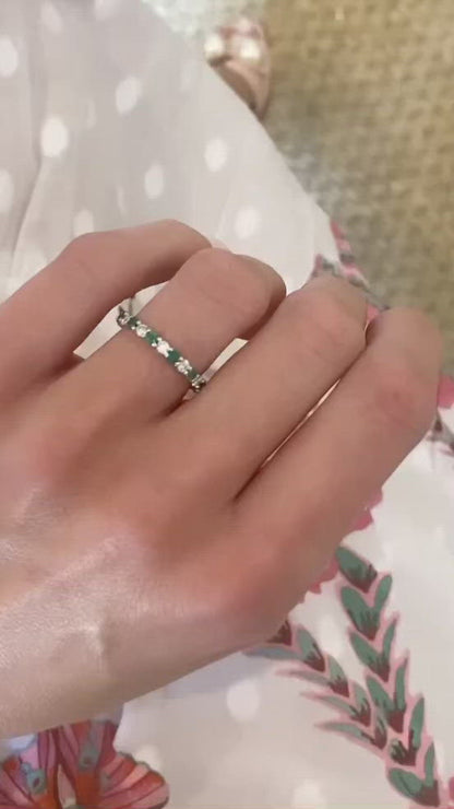 alternating diamond & gemstone eternity band