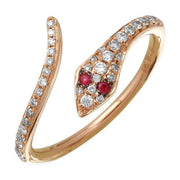 diamond & ruby snake ring