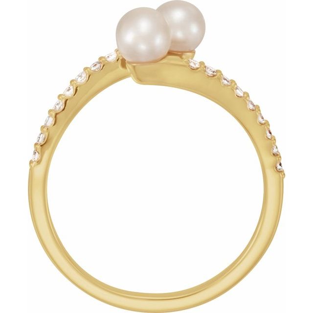 double pearl diamond bypass ring