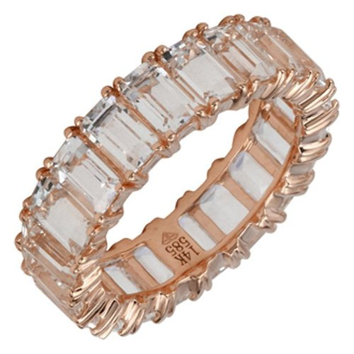 WHITE TOPAZ EMERALD CUT ETERNITY BAND