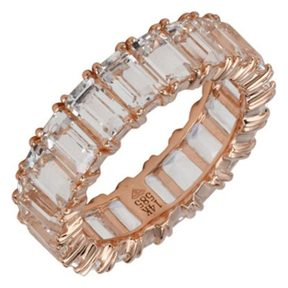 WHITE TOPAZ EMERALD CUT ETERNITY BAND