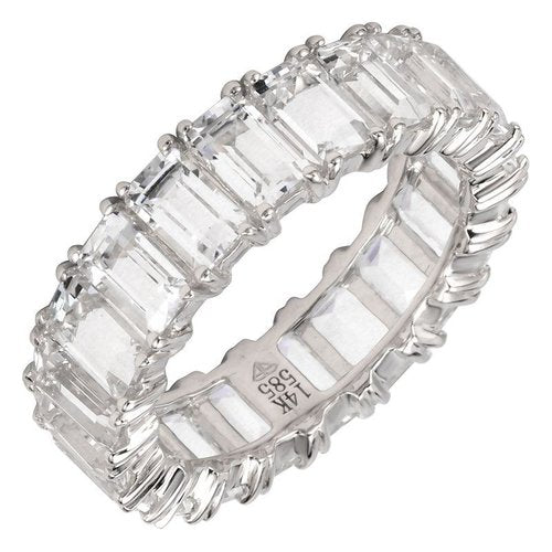 WHITE TOPAZ EMERALD CUT ETERNITY BAND