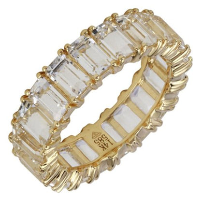 WHITE TOPAZ EMERALD CUT ETERNITY BAND
