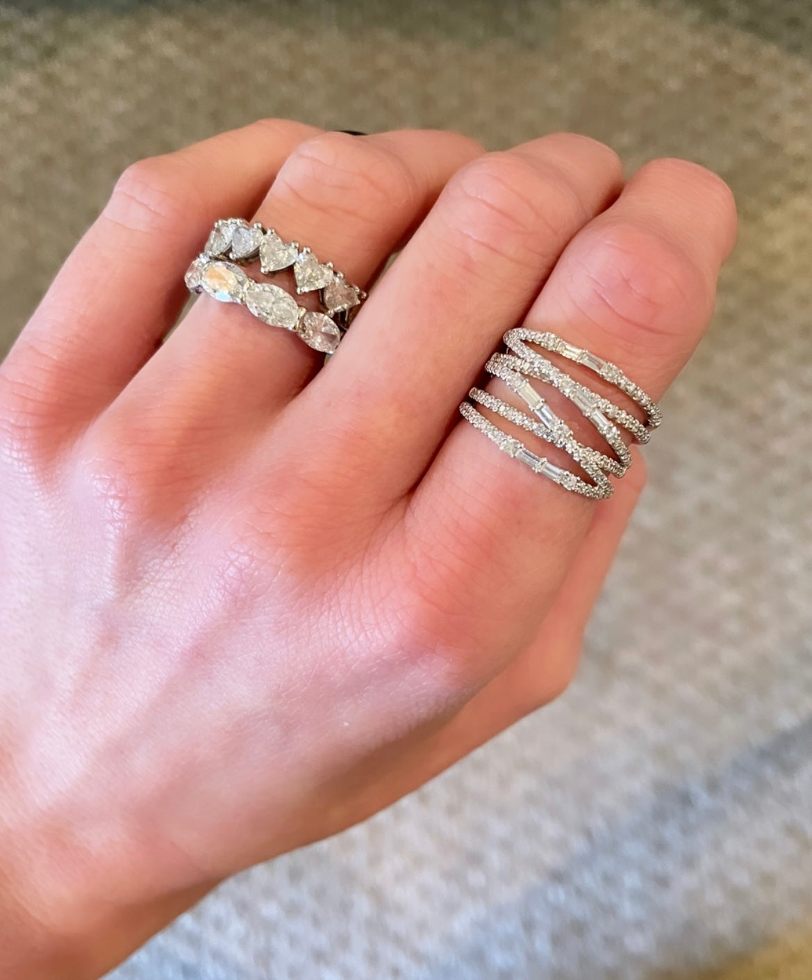 Baguette Crossover Statement Ring