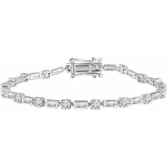 Round Baguette Diamond Tennis Bracelet