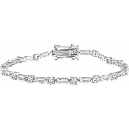 Round Baguette Diamond Tennis Bracelet