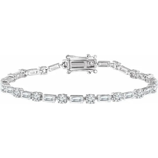 Round Baguette Diamond Tennis Bracelet