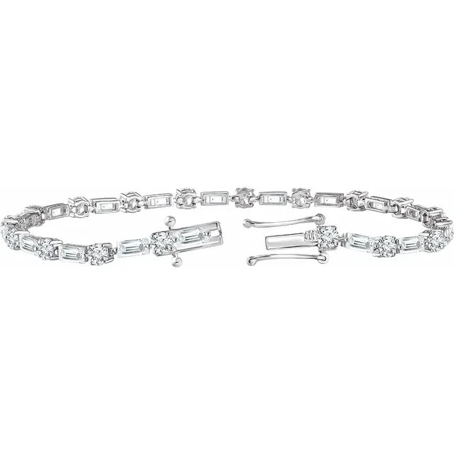 Round Baguette Diamond Tennis Bracelet