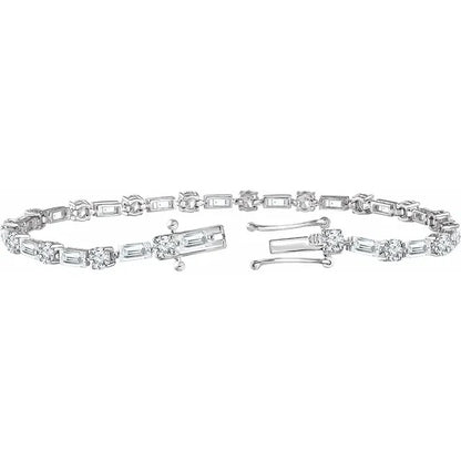 Round Baguette Diamond Tennis Bracelet