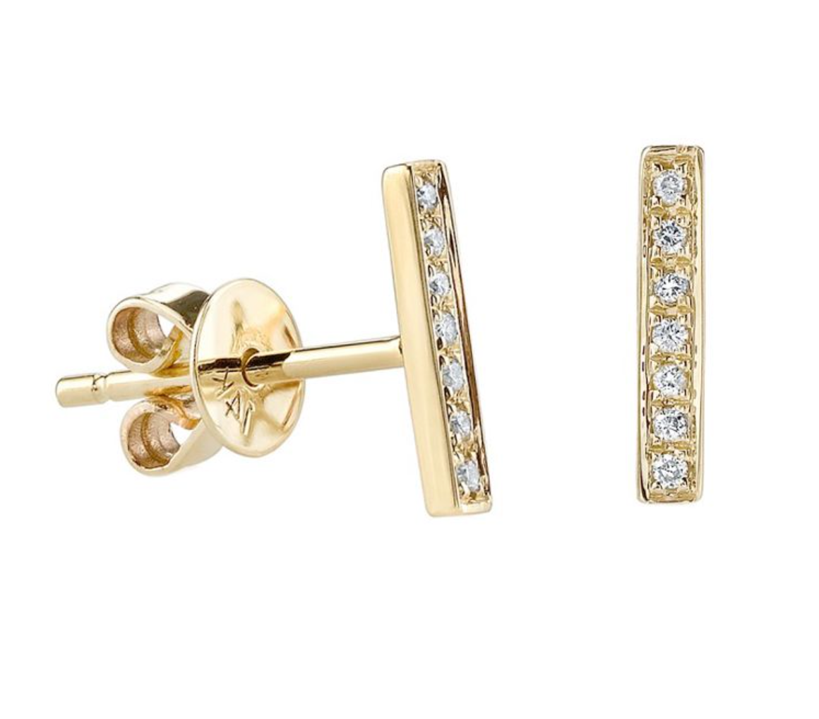 diamond bar stud earrings