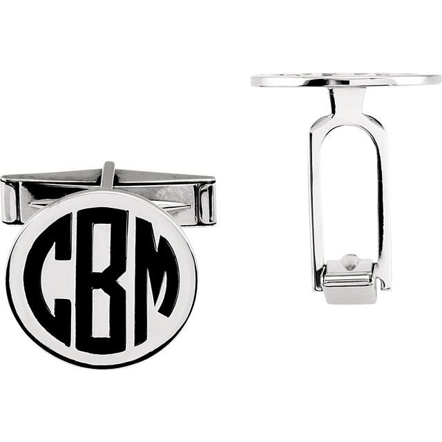 Circled Monogram Round Cuff Links