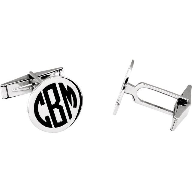 Circled Monogram Round Cuff Links