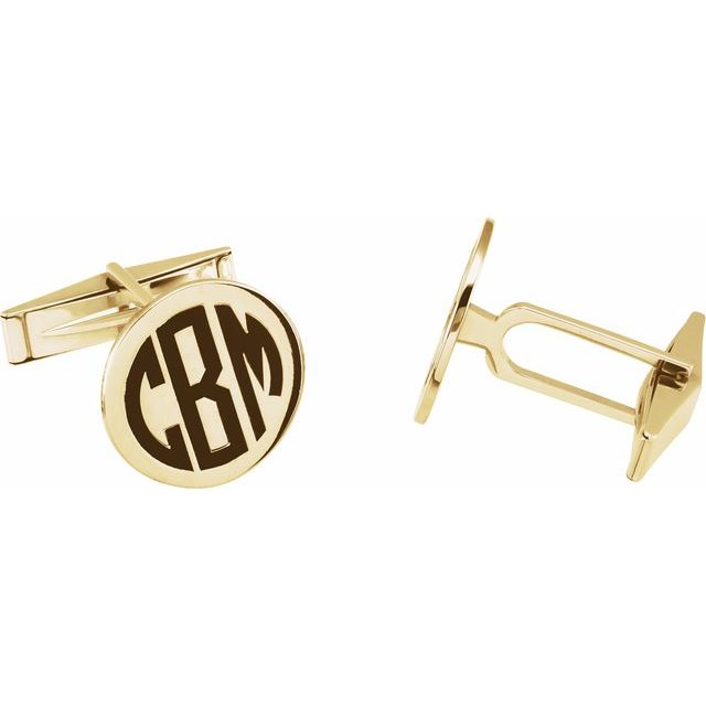 Circled Monogram Round Cuff Links