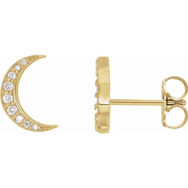 Pave Crescent Moon Studs