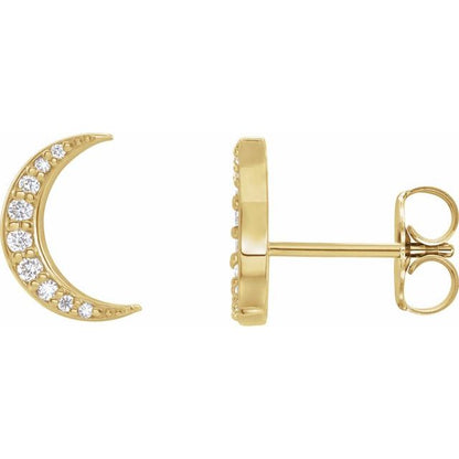 Pave Crescent Moon Studs