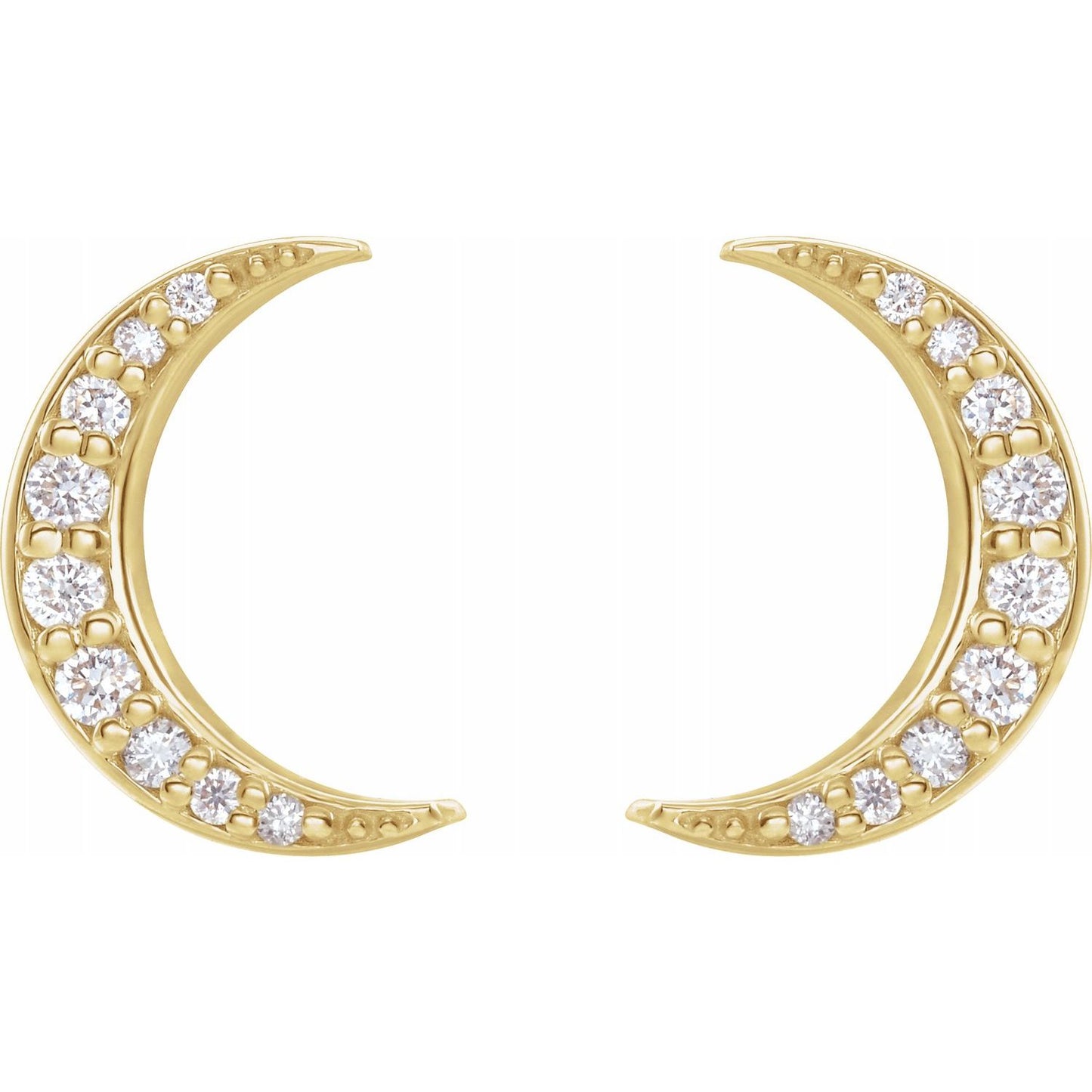 Pave Crescent Moon Studs