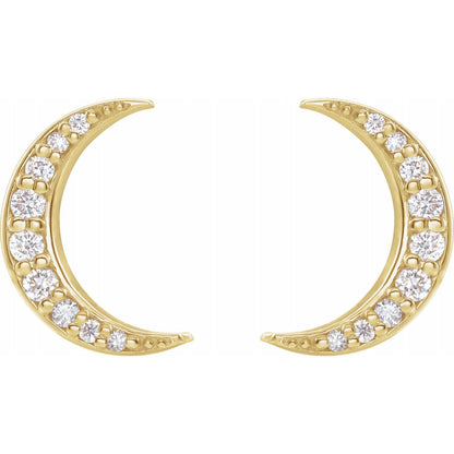 Pave Crescent Moon Studs