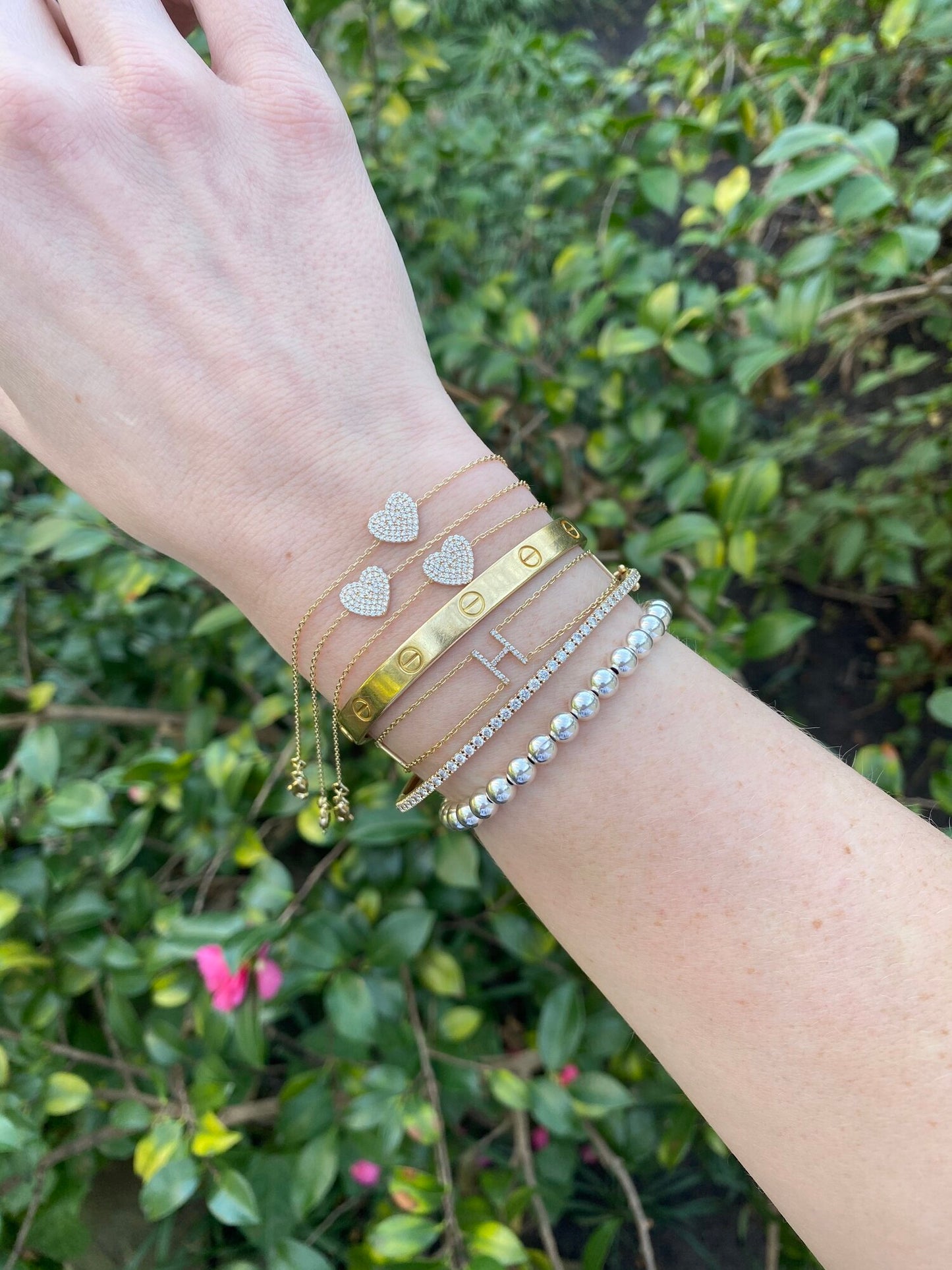 Pave Heart chain bracelet