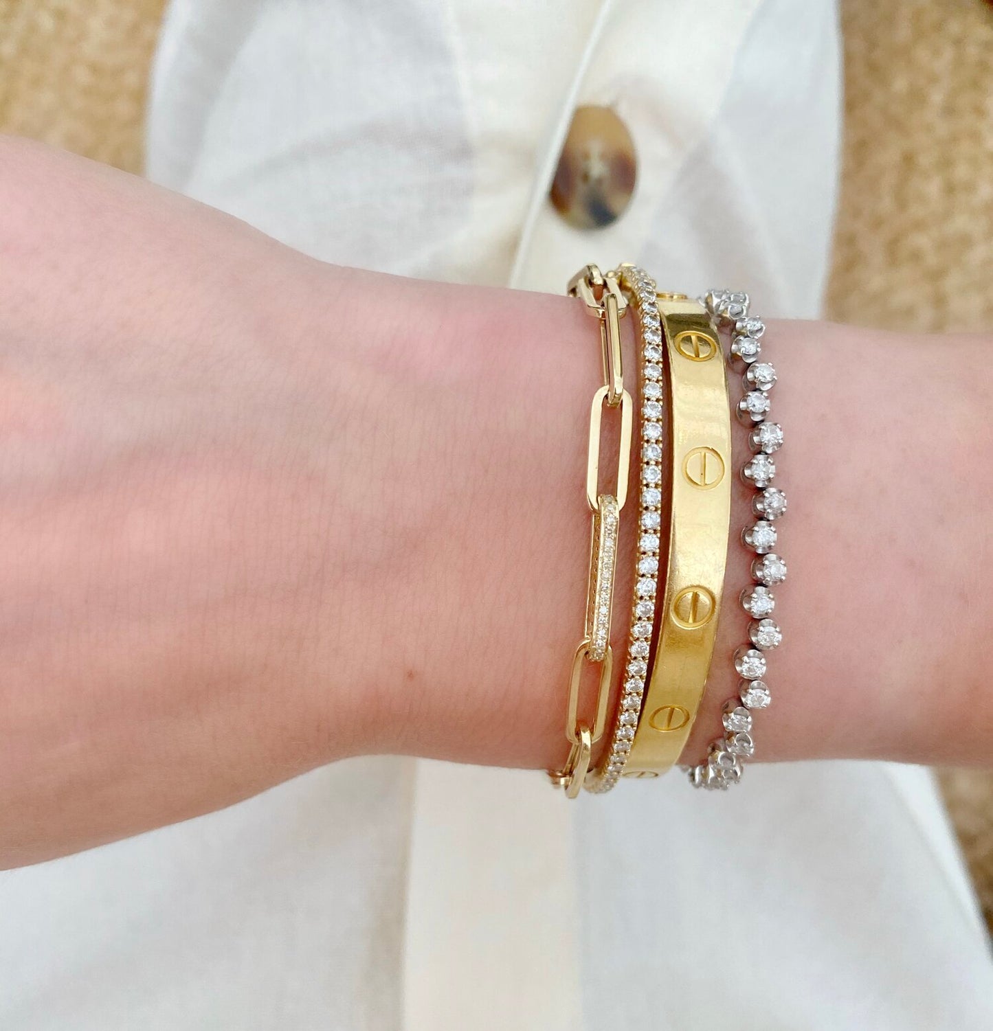diamond link paperclip bracelet