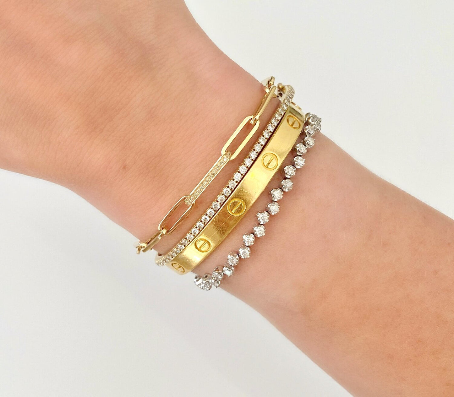 diamond link paperclip bracelet