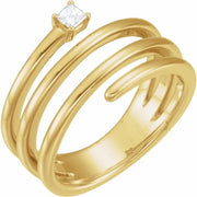 Solitaire Diamond Spiral Ring