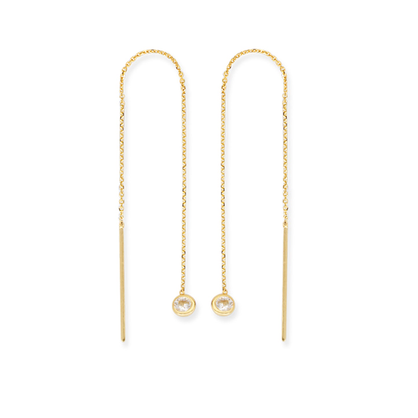 diamond bezel threader earrings