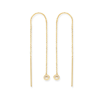 diamond bezel threader earrings