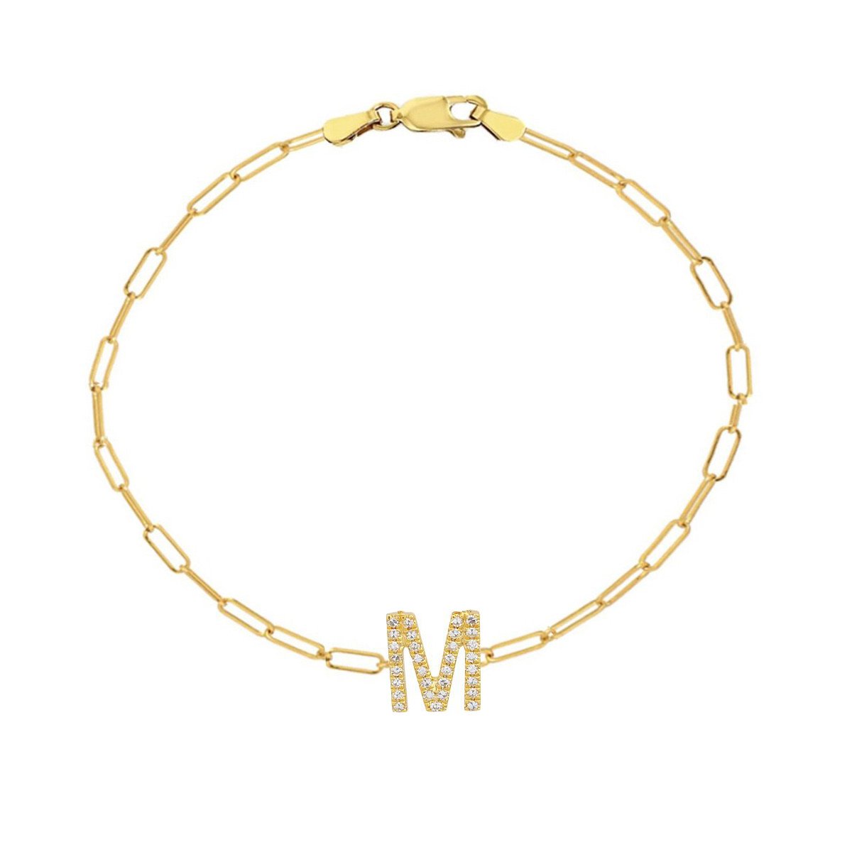 Diamond character paperclip bracelet