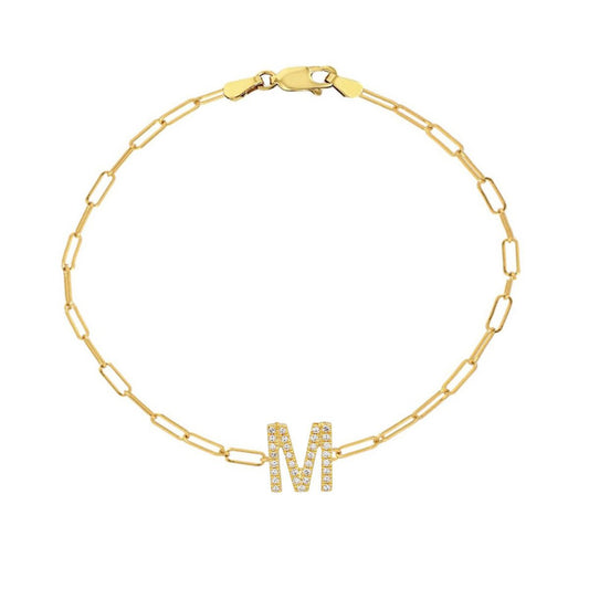 Diamond character paperclip bracelet
