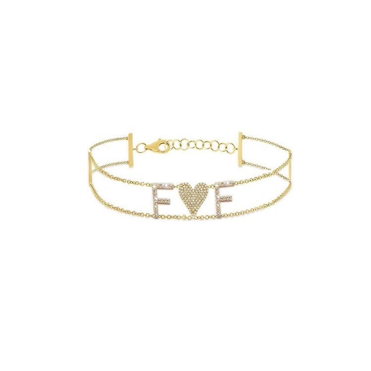 Double Diamond Initial Bracelet