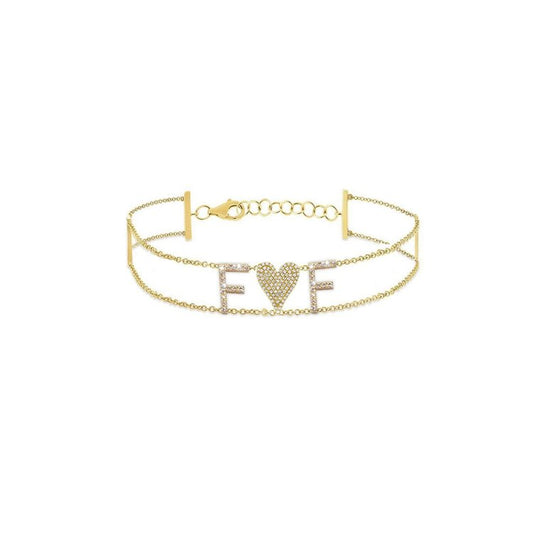 Double Diamond Initial Bracelet