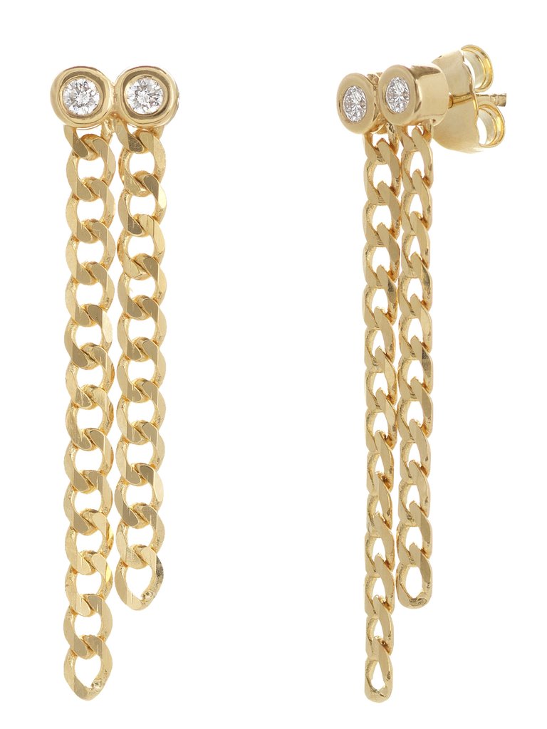 double diamond double chain earrings