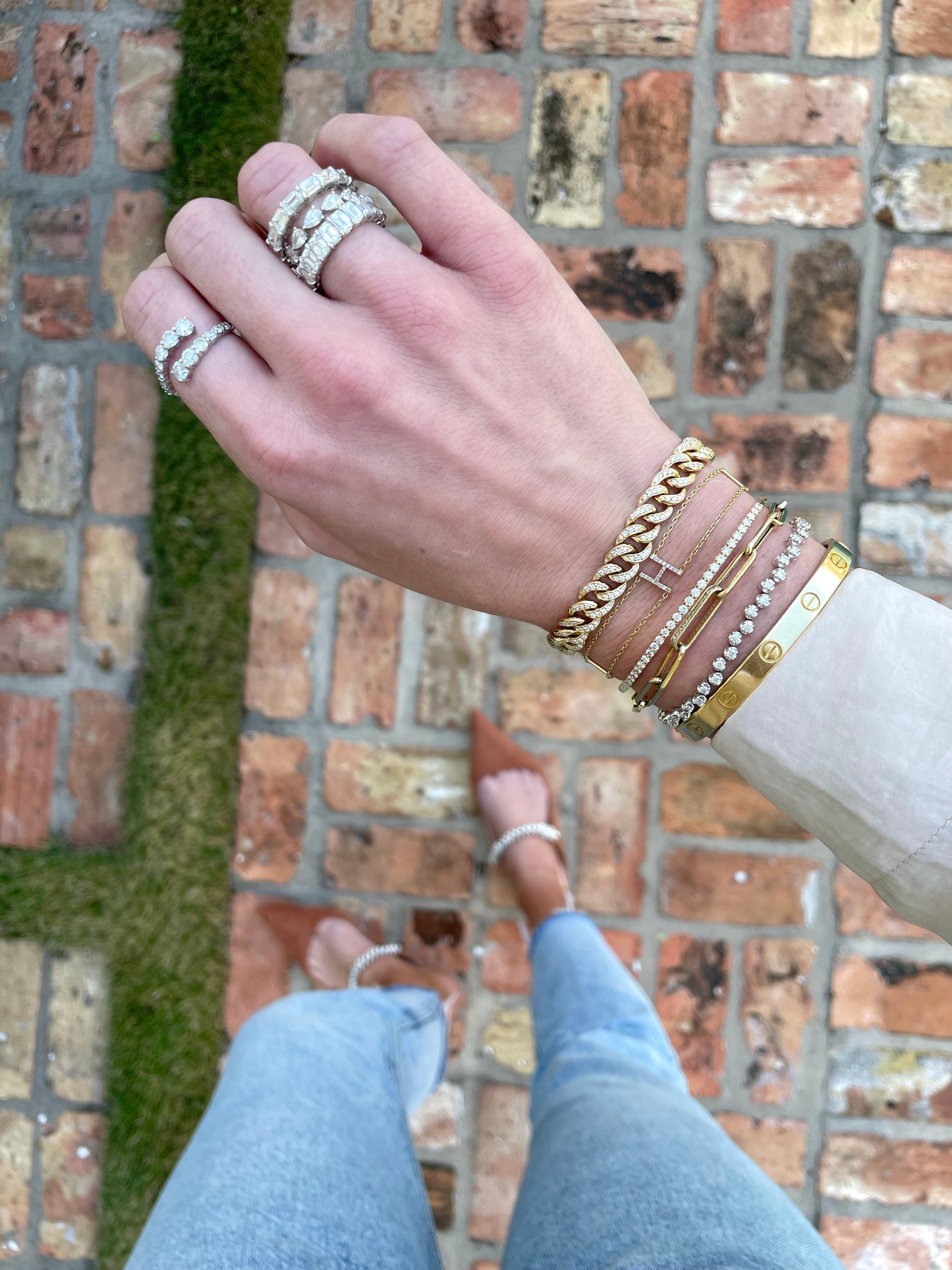 Diamond curb chain bracelet Clearance