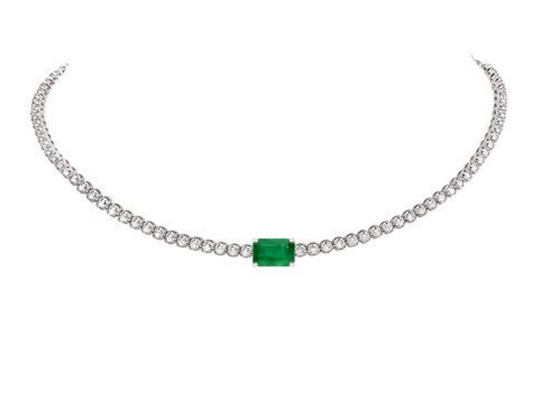 diamond tennis choker with gemstone