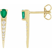Emerald Diamond Dagger Studs