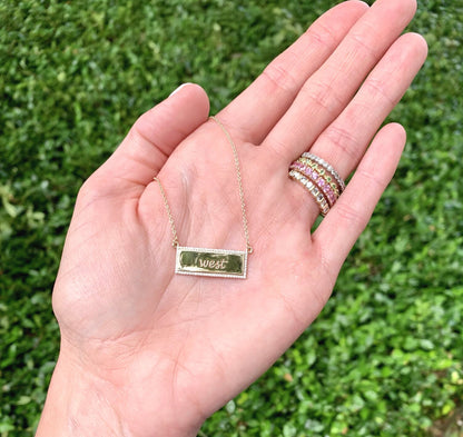 Diamond Lined Nameplate Necklace